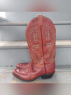 Tony Lama Western Cowboy Boots 6540 Cognac Brown Leather USA Mens Size 11 D